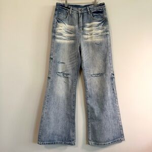 Supermade Y2K Style Baggy Relaxed Distressed Ripped Unisex Jeans Size Large